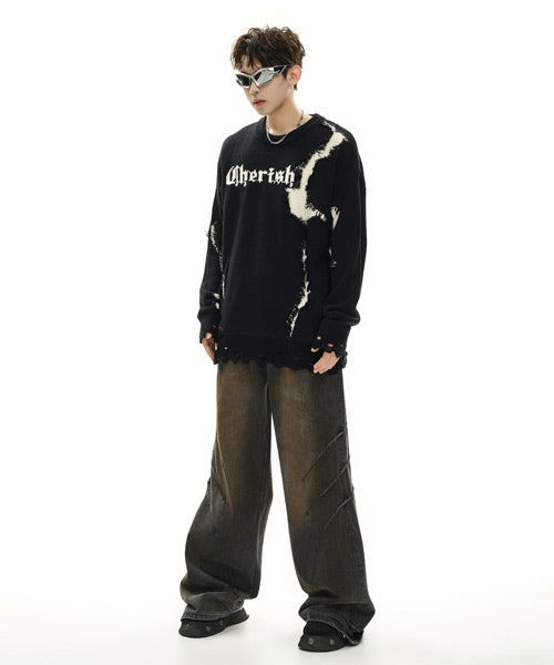 ダメージ加工ロゴニット / 15402