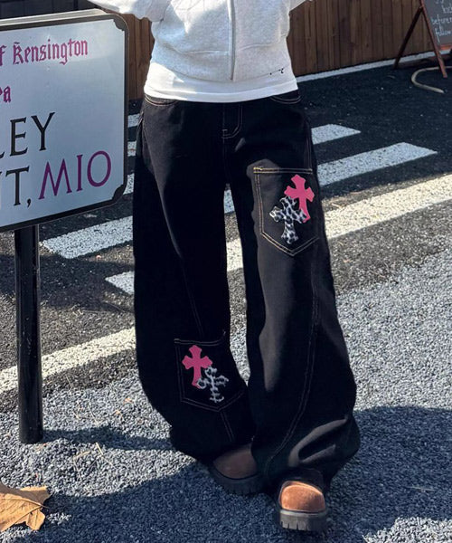 クロスパッチカーブデニムパンツ / 15668