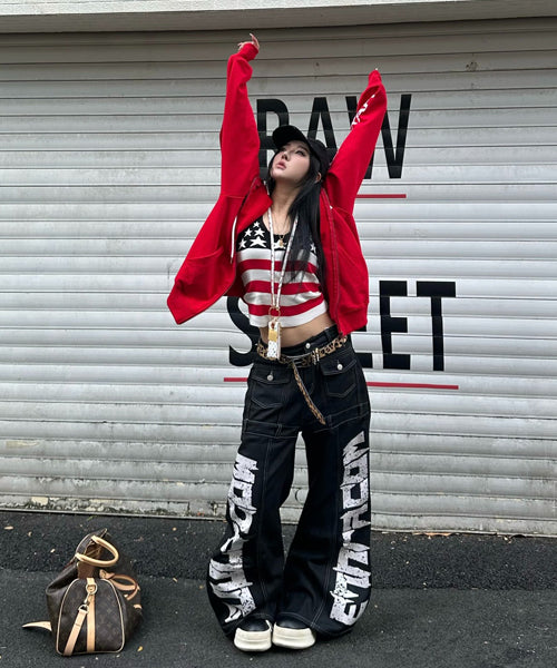 ワイドシルエットペイントロゴデニムパンツ / 15562