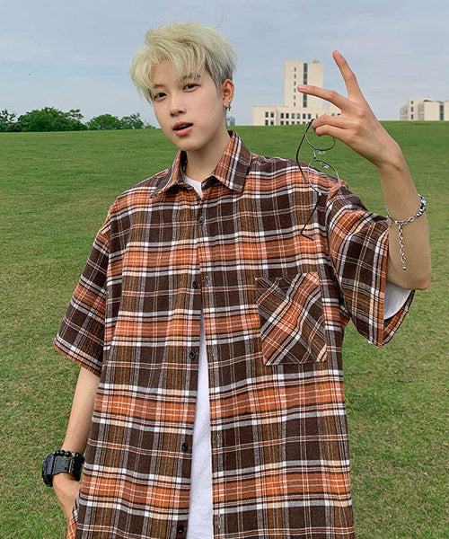 半袖チェック柄シャツ / 14594