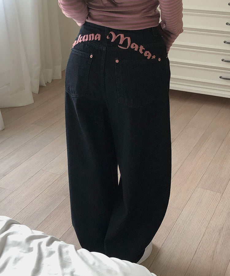 バック刺繍ロゴワイドデニムパンツ / 15033