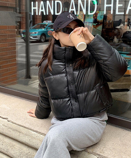 フェイクレザーショートダウンジャケット / 15338