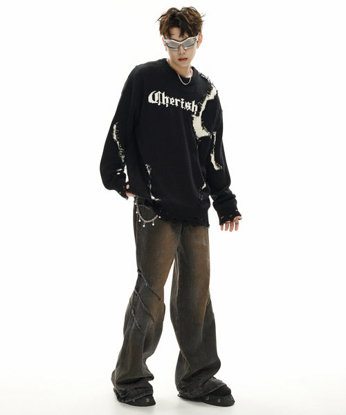 ダメージ加工ロゴニット / 15402