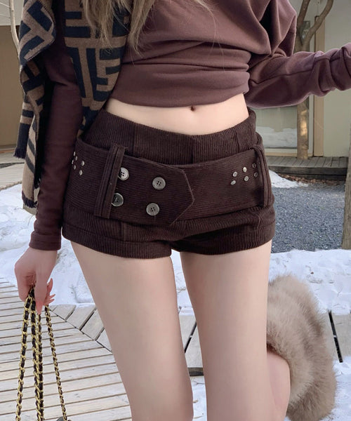 ベルト付きコーデュロイショートパンツ / 16226