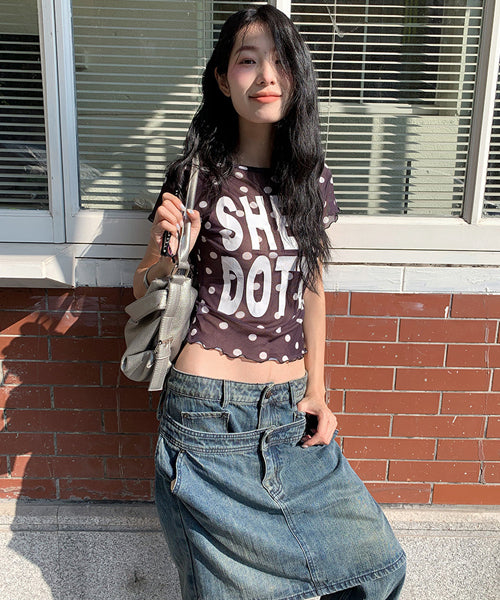 ドット柄シアーTシャツ / 16129