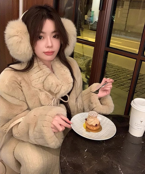 スタンドカラーフェイクファーコート / 15411