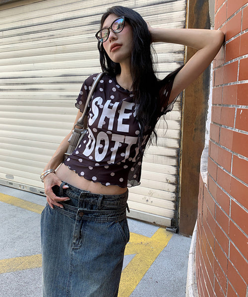 ドット柄シアーTシャツ / 16129