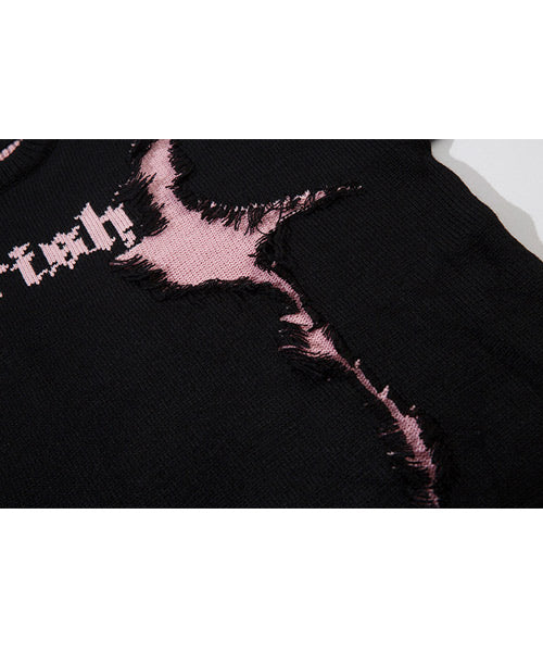 ダメージ加工ロゴニット / 15402