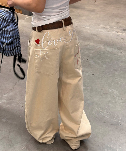 バック刺繍ロゴパンツ / 15449