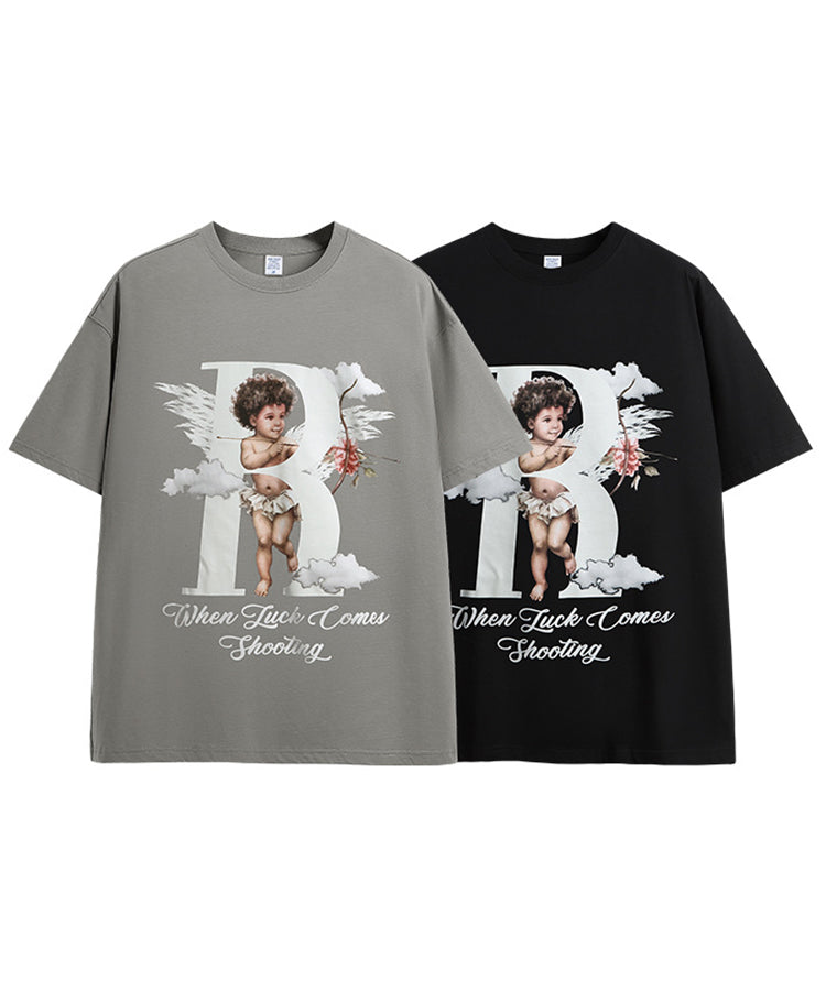 キューピッドグラフィックプリントTシャツ