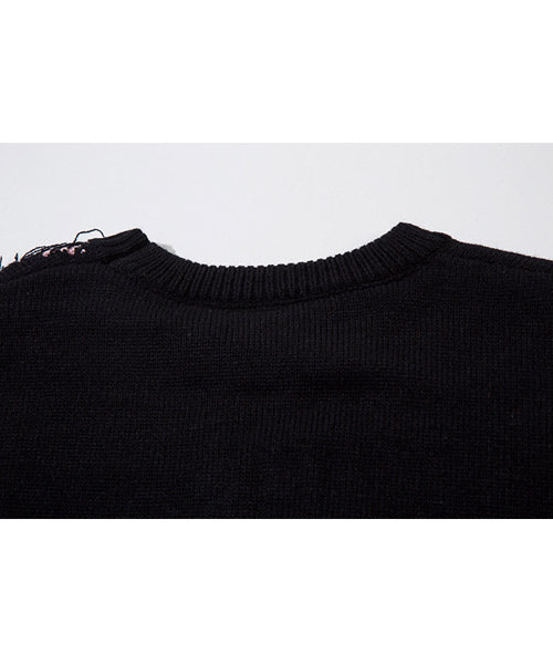 ダメージ加工ロゴニット / 15402