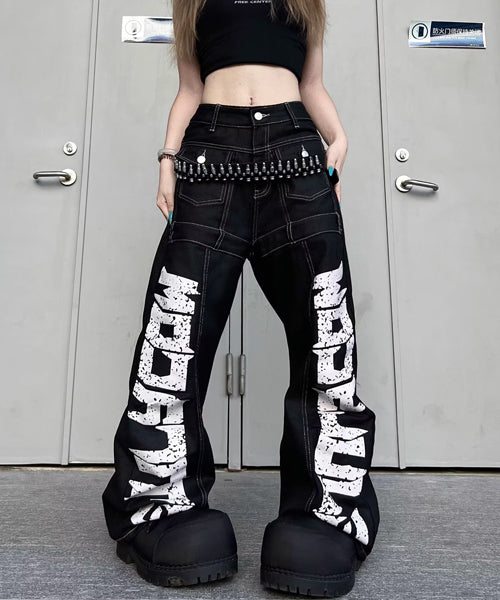 ワイドシルエットペイントロゴデニムパンツ / 15562