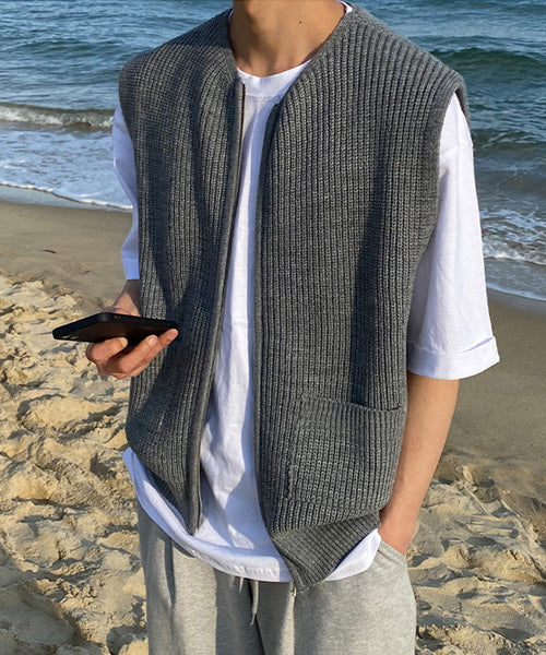 ジップアップニットベスト/13340