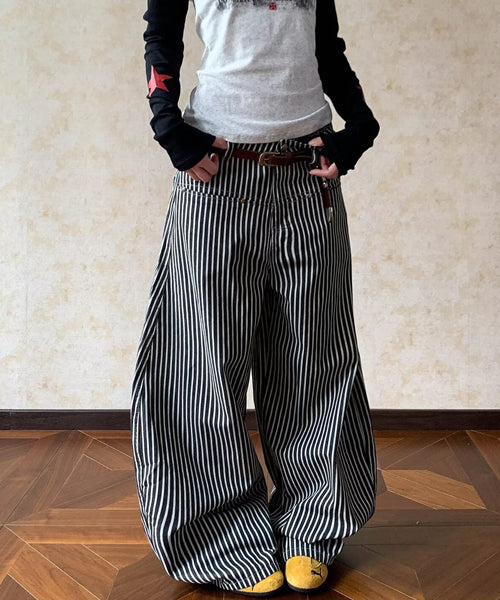 ストライプ柄ワイドパンツ / 15564