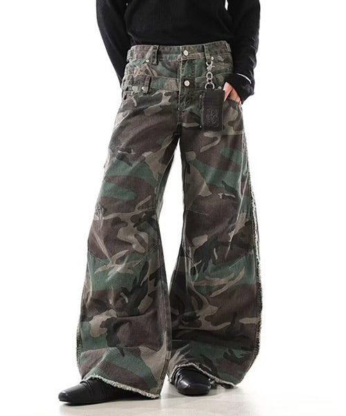 ダブルウエストカモフラージュ柄パンツ / 15496