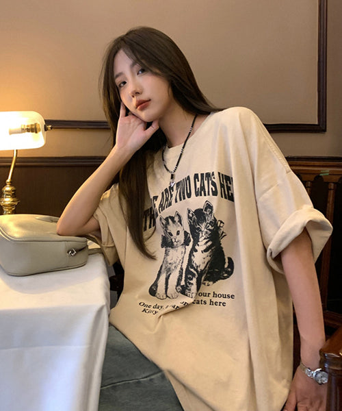 CATプリントTシャツ / 16045