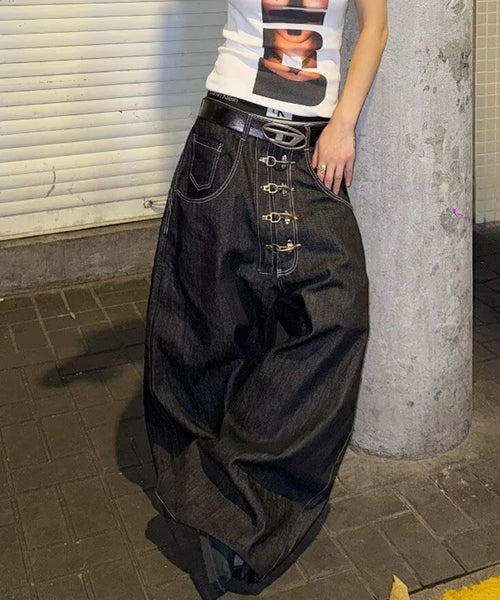 メタルバックルワイドデニムパンツ / 15584