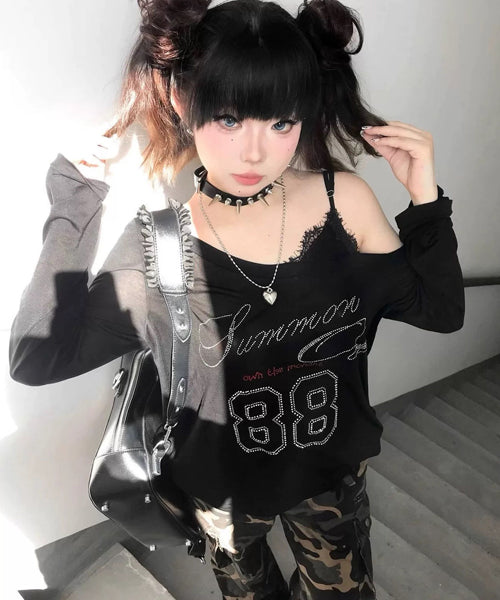 ラインストーンロゴロンT / 14996