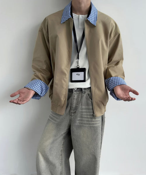 チェック柄切替ブルゾン / 15504