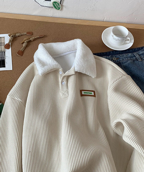 襟ボアコーデュロイスウェット / 15448