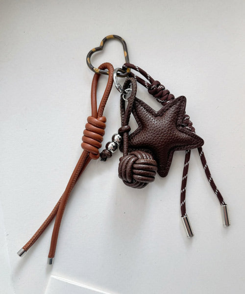 カラビナ付きフェイクレザースターチャーム / 15308