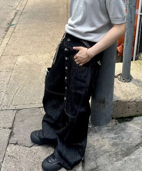 アシンメトリーボタンデニムパンツ / 15583
