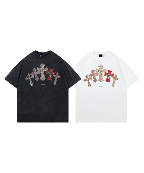 オーバーサイズクロスプリントTシャツ / 15830