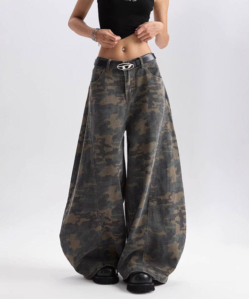 カモフラージュ柄カーブパンツ / 15444