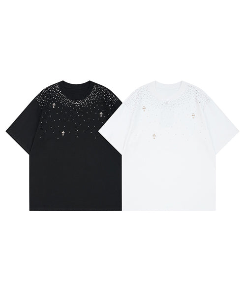 ラインストーンクロスTシャツ / 15826