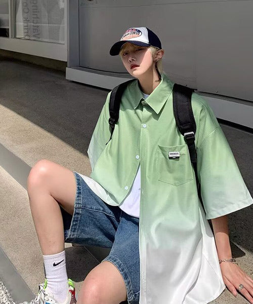 グラデーションカラー半袖シャツ / 15944