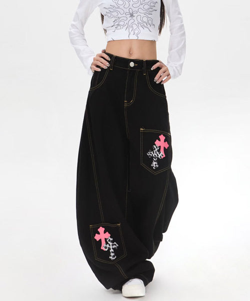 クロスパッチカーブデニムパンツ / 15668