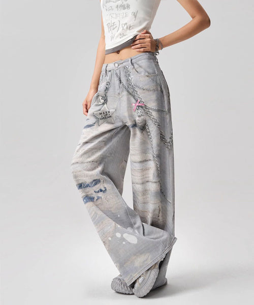 チェーンプリントデニムパンツ / 15548