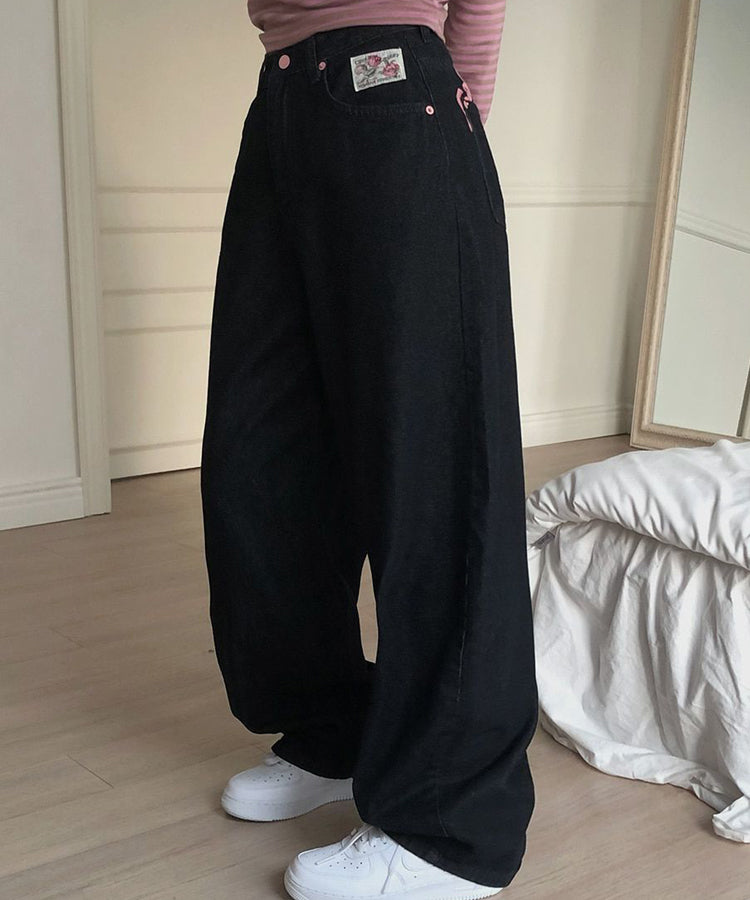 バック刺繍ロゴワイドデニムパンツ / 15033