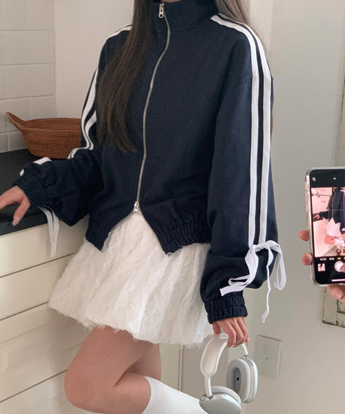 サイドリボンジップアップスウェット / 15455