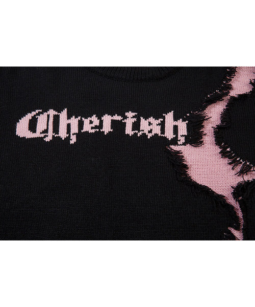 ダメージ加工ロゴニット / 15402