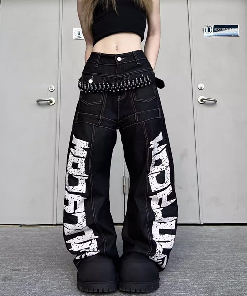 ワイドシルエットペイントロゴデニムパンツ / 15562