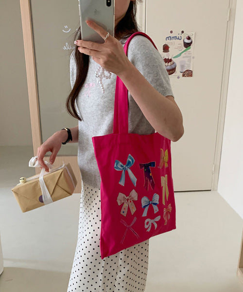 リボンプリントトートバッグ / 15748