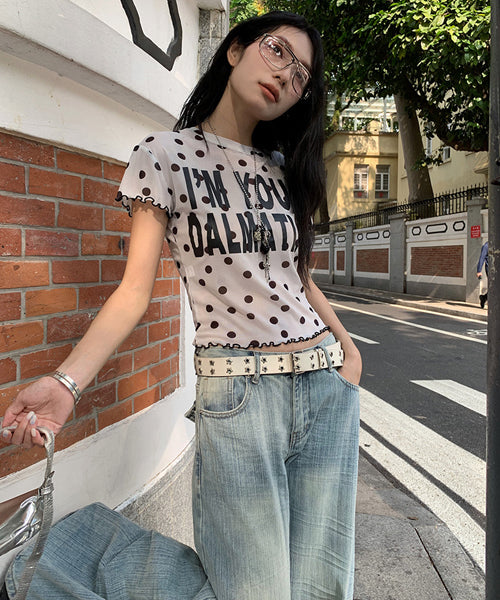 ドット柄シアーTシャツ / 16129