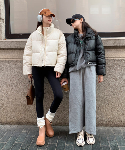 フェイクレザーショートダウンジャケット / 15338