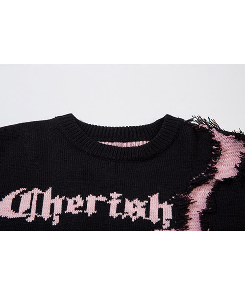 ダメージ加工ロゴニット / 15402