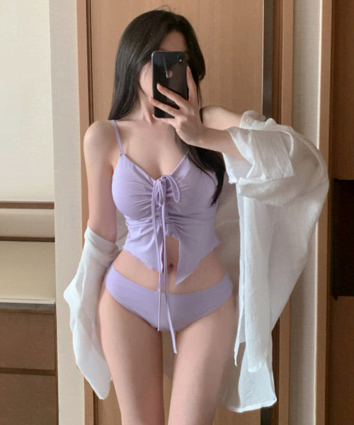 シャーリングレースアップビキニ 2点セット / 15714