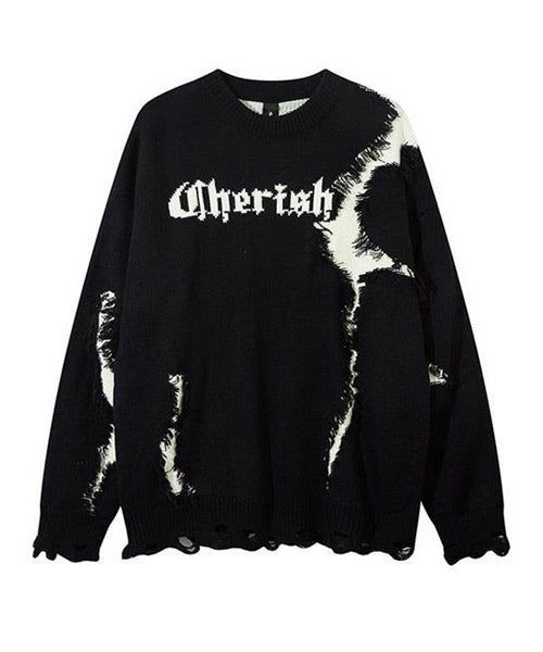 ダメージ加工ロゴニット / 15402