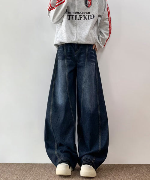 バック刺繍ロゴワイドデニムパンツ / 14988