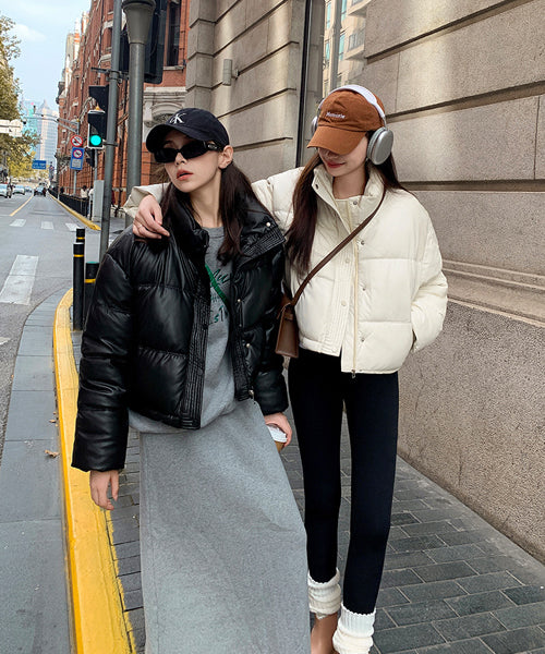 フェイクレザーショートダウンジャケット / 15338