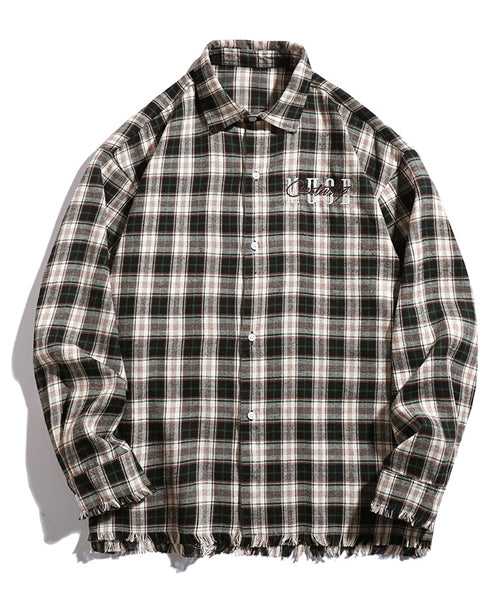 刺繍ロゴチェックシャツ/13348