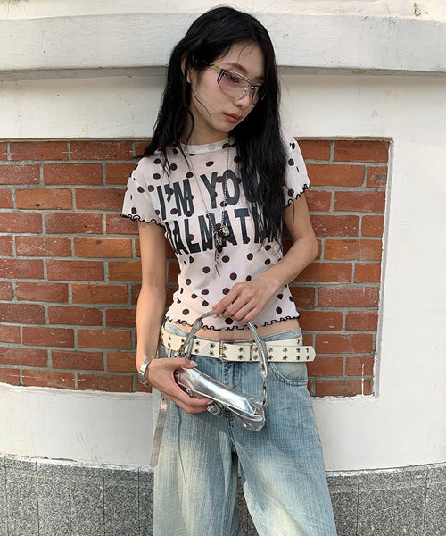 ドット柄シアーTシャツ / 16129