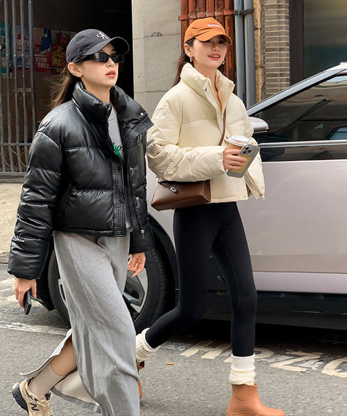 フェイクレザーショートダウンジャケット / 15338