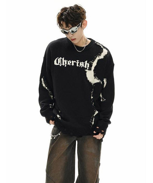 ダメージ加工ロゴニット / 15402