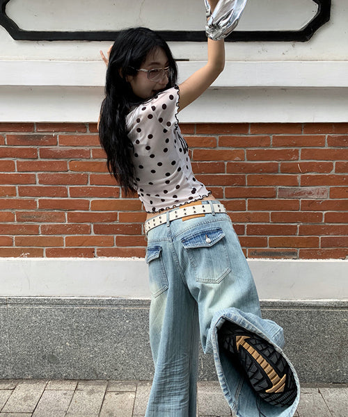 ドット柄シアーTシャツ / 16129