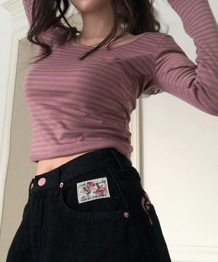 バック刺繍ロゴワイドデニムパンツ / 15033